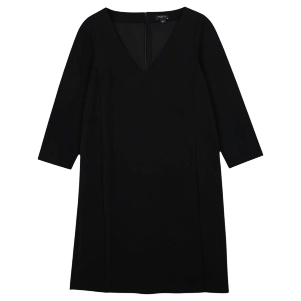 Ann Taylor Dress Womens 00P Petite Black V Neck 3/4 Notched Sleeve Party Career